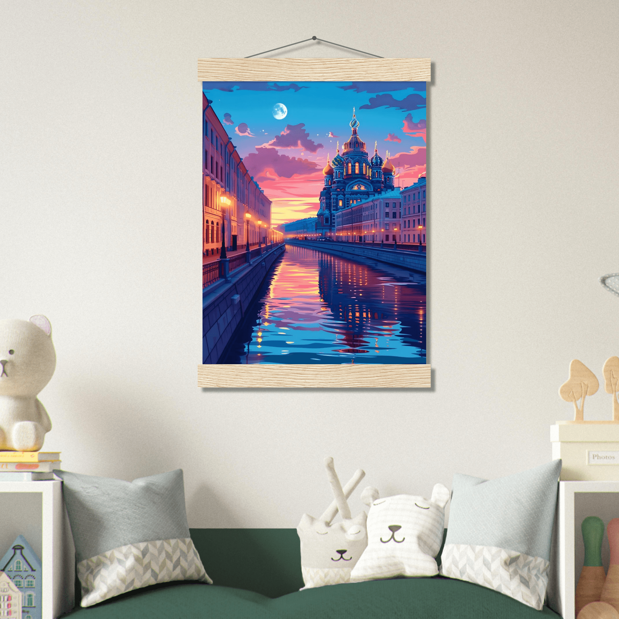 Póster Decorativo con Colgador de Madera – Paisaje Urbano - Imagen 11