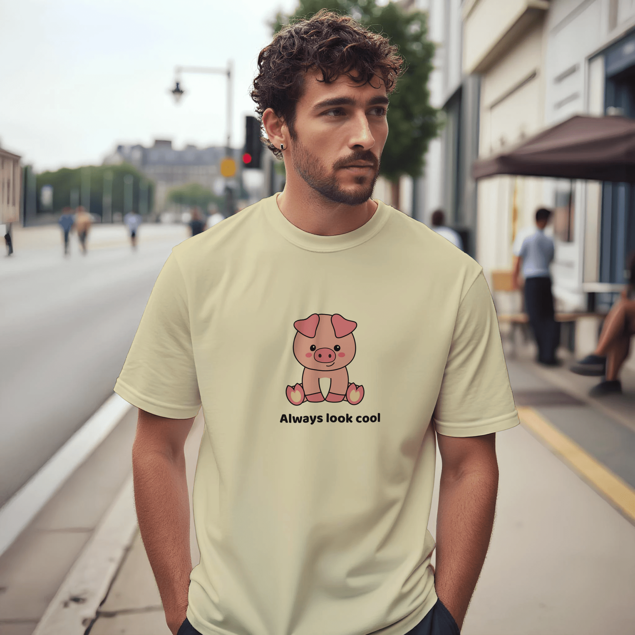 Camiseta unisex Always Look Cool con diseño de cerdito - Imagen 13