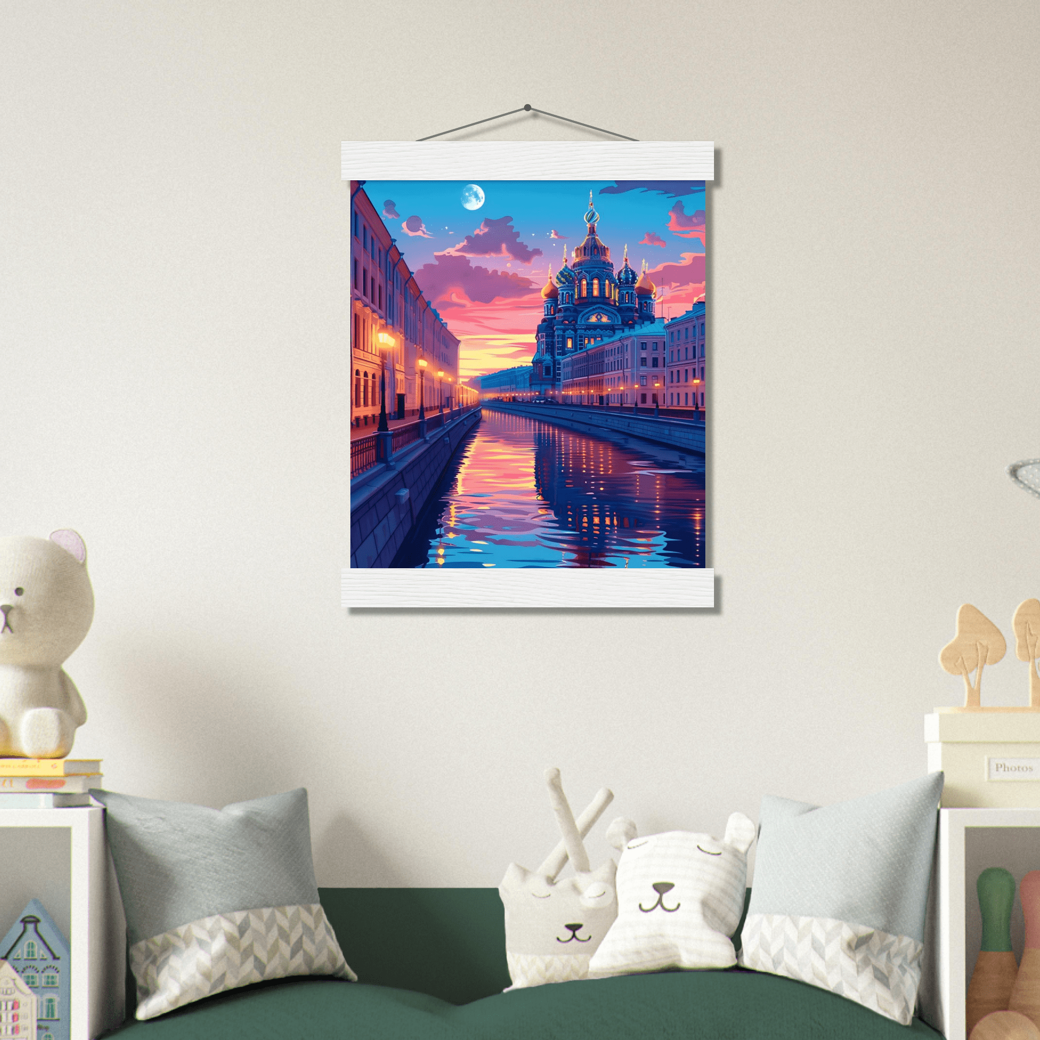 Póster Decorativo con Colgador de Madera – Paisaje Urbano - Imagen 7