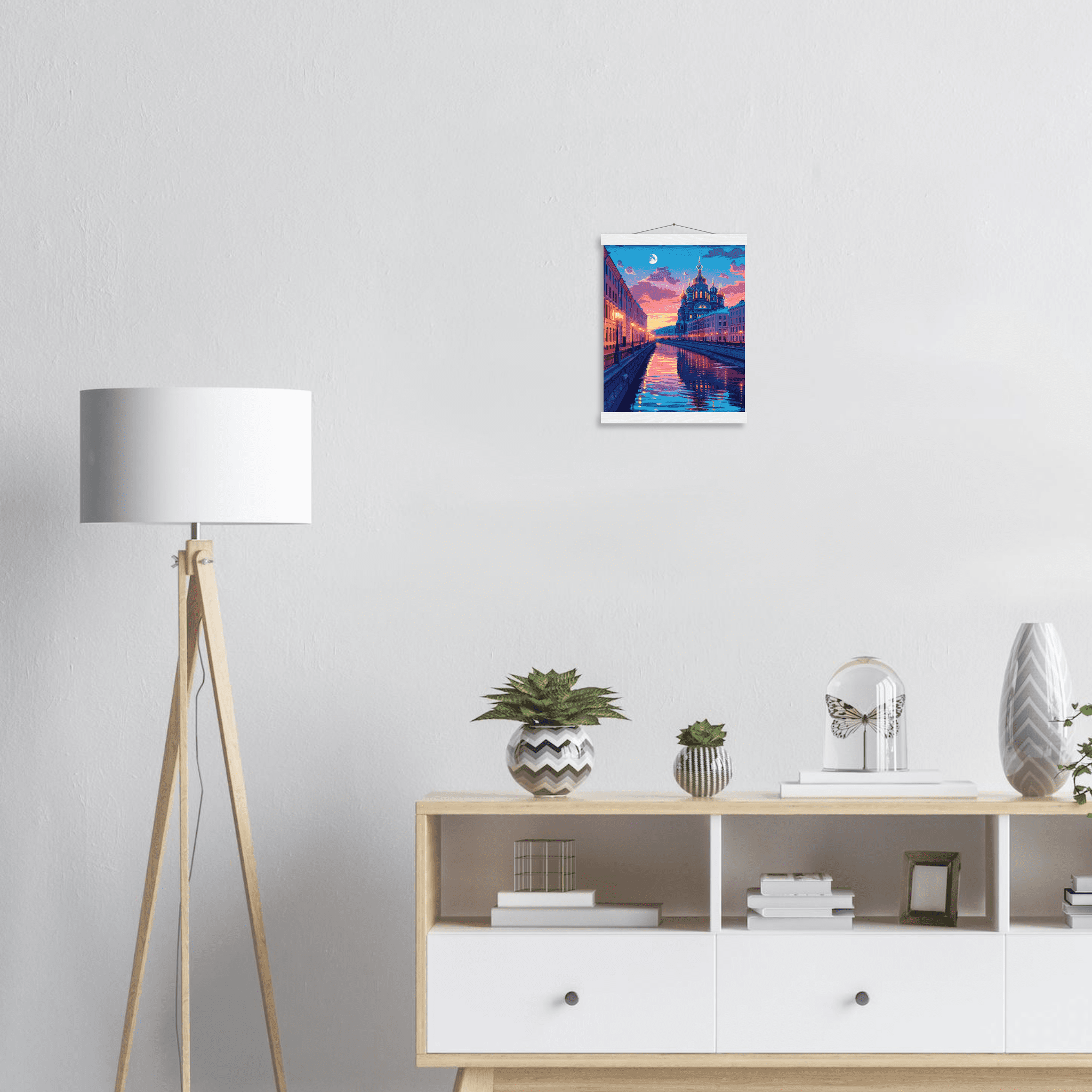 Póster Decorativo con Colgador de Madera – Paisaje Urbano - Imagen 3
