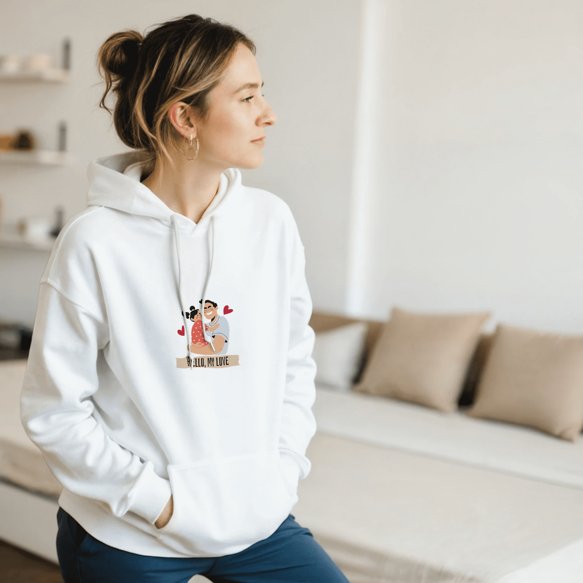 Sudadera mujer con diseño familiar | Gildan 18500 - Imagen 7