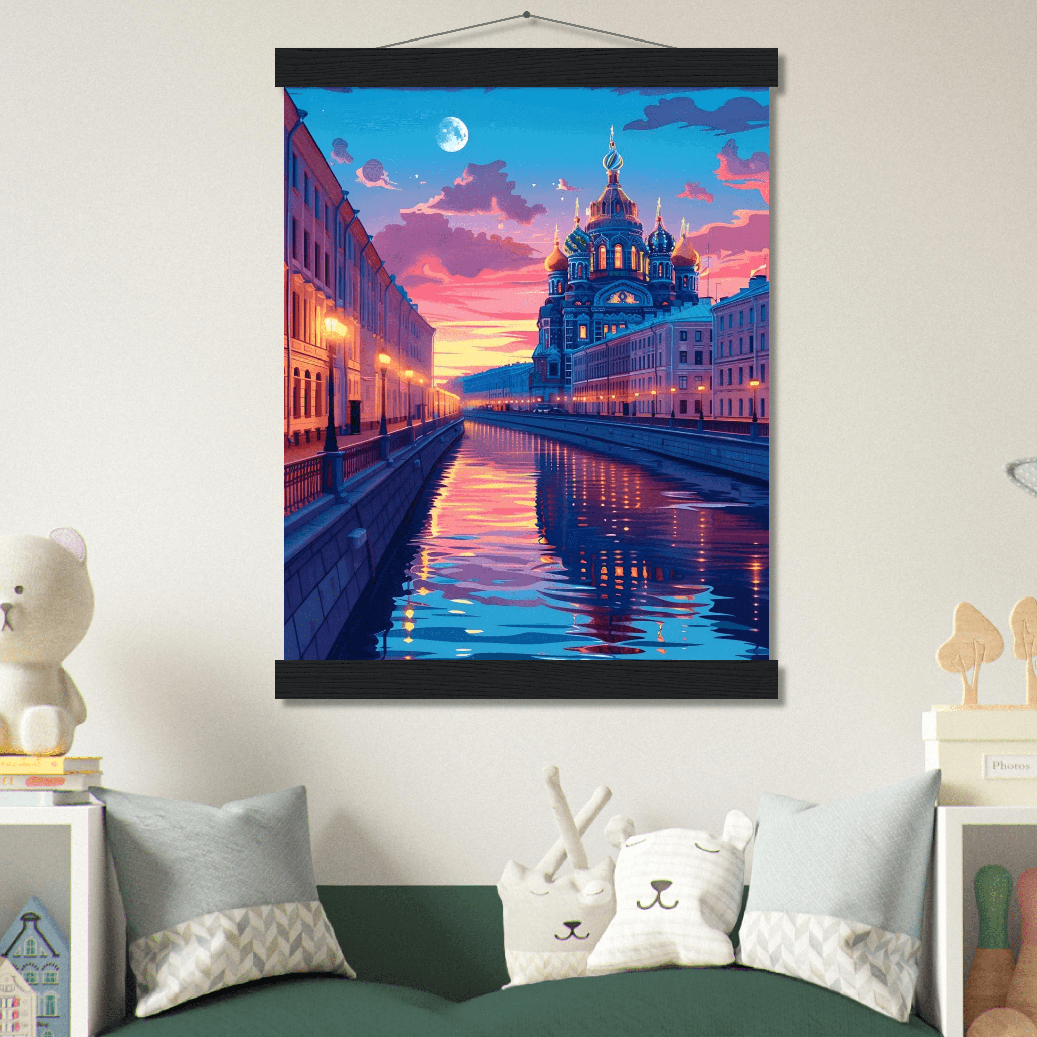 Póster Decorativo con Colgador de Madera – Paisaje Urbano - Imagen 19