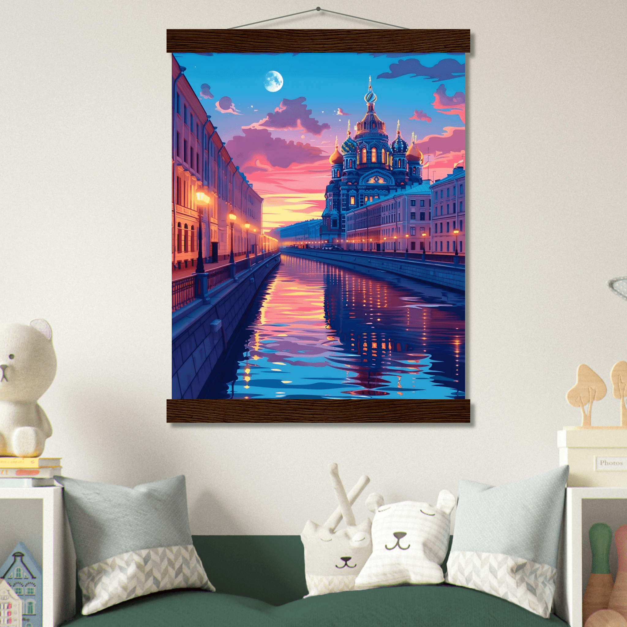 Póster Decorativo con Colgador de Madera – Paisaje Urbano - Imagen 18
