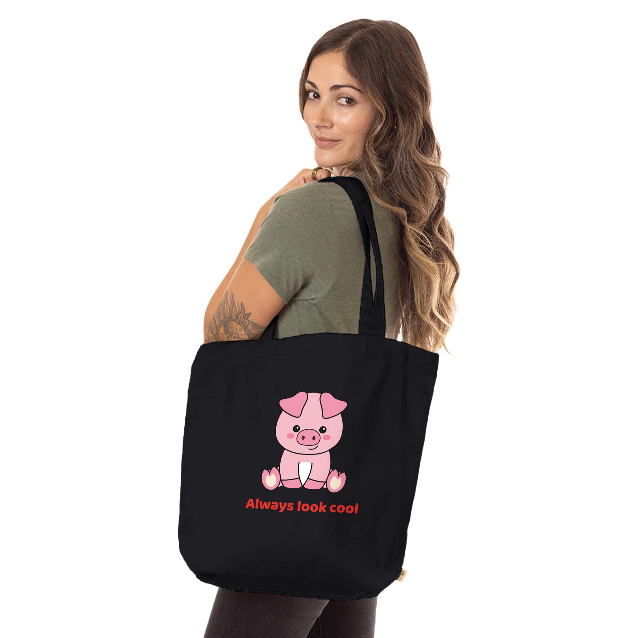 Bolsa de tela ecológica “Always Look Cool” de algodón orgánico - Imagen 4