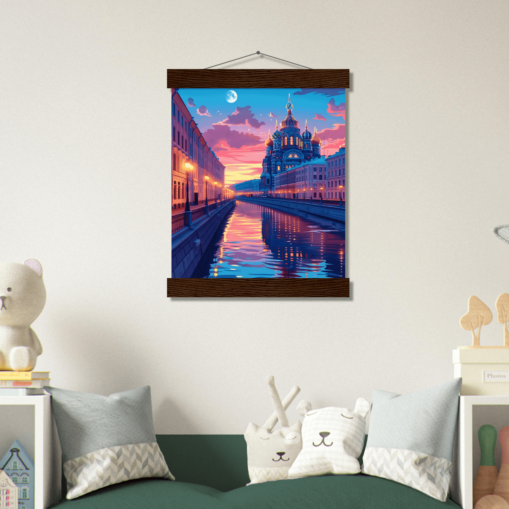 Póster Decorativo con Colgador de Madera – Paisaje Urbano - Imagen 13