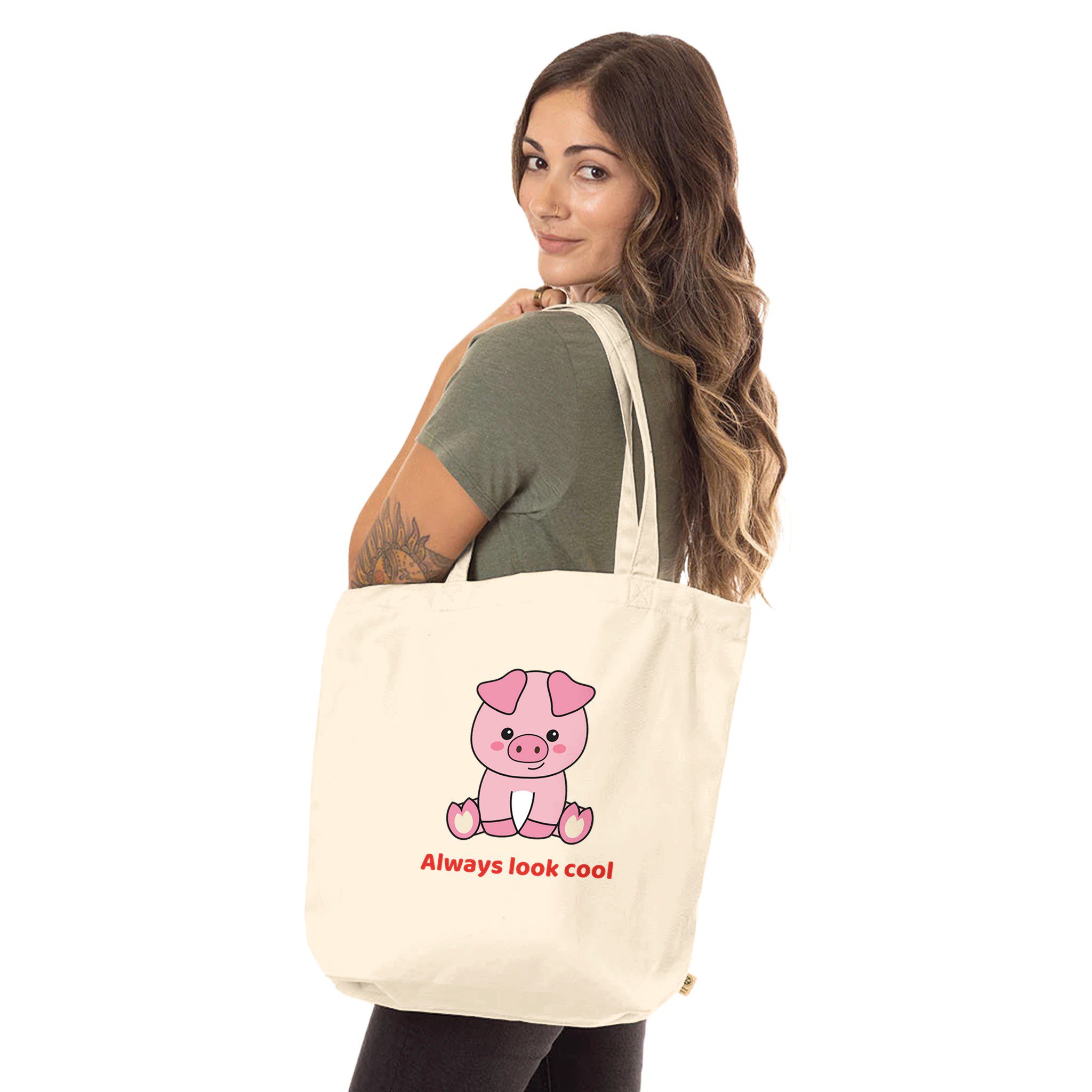 Bolsa de tela ecológica “Always Look Cool” de algodón orgánico - Imagen 2