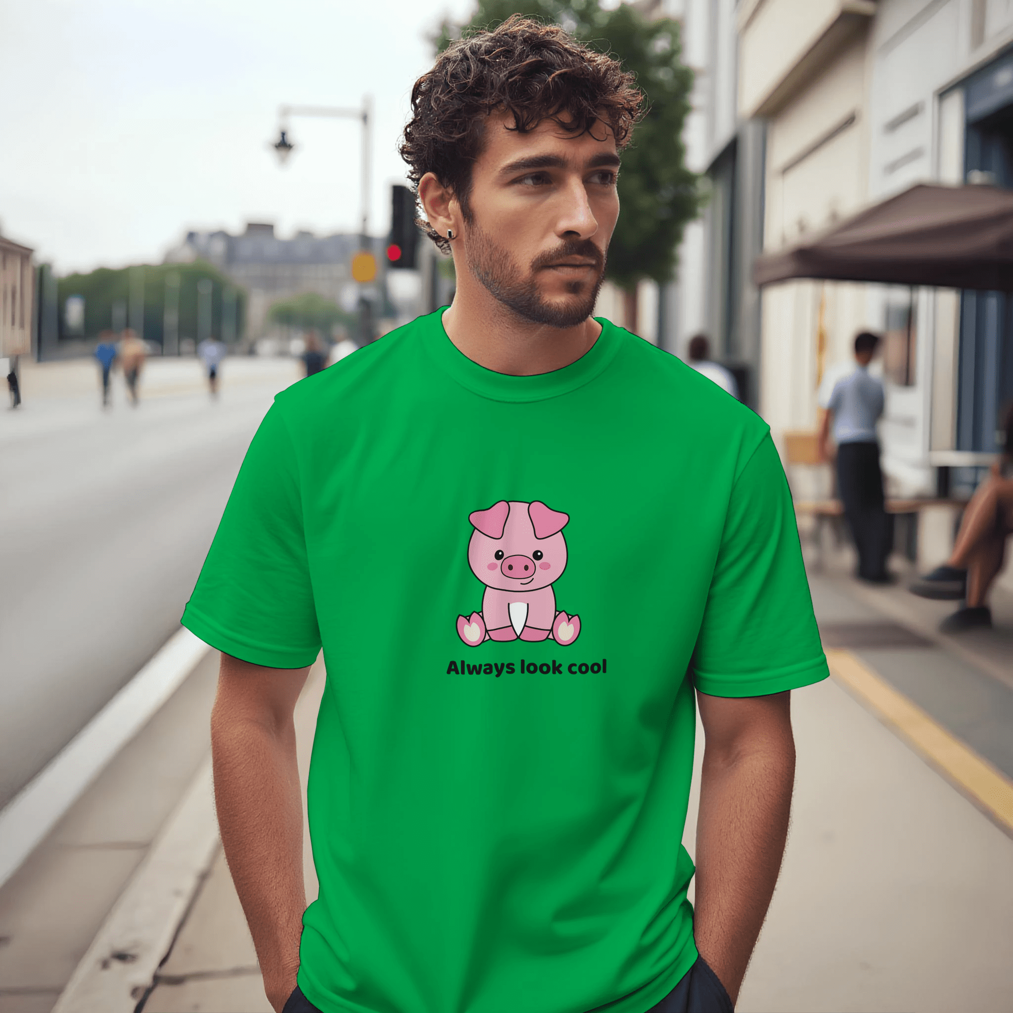 Camiseta unisex Always Look Cool con diseño de cerdito - Imagen 10
