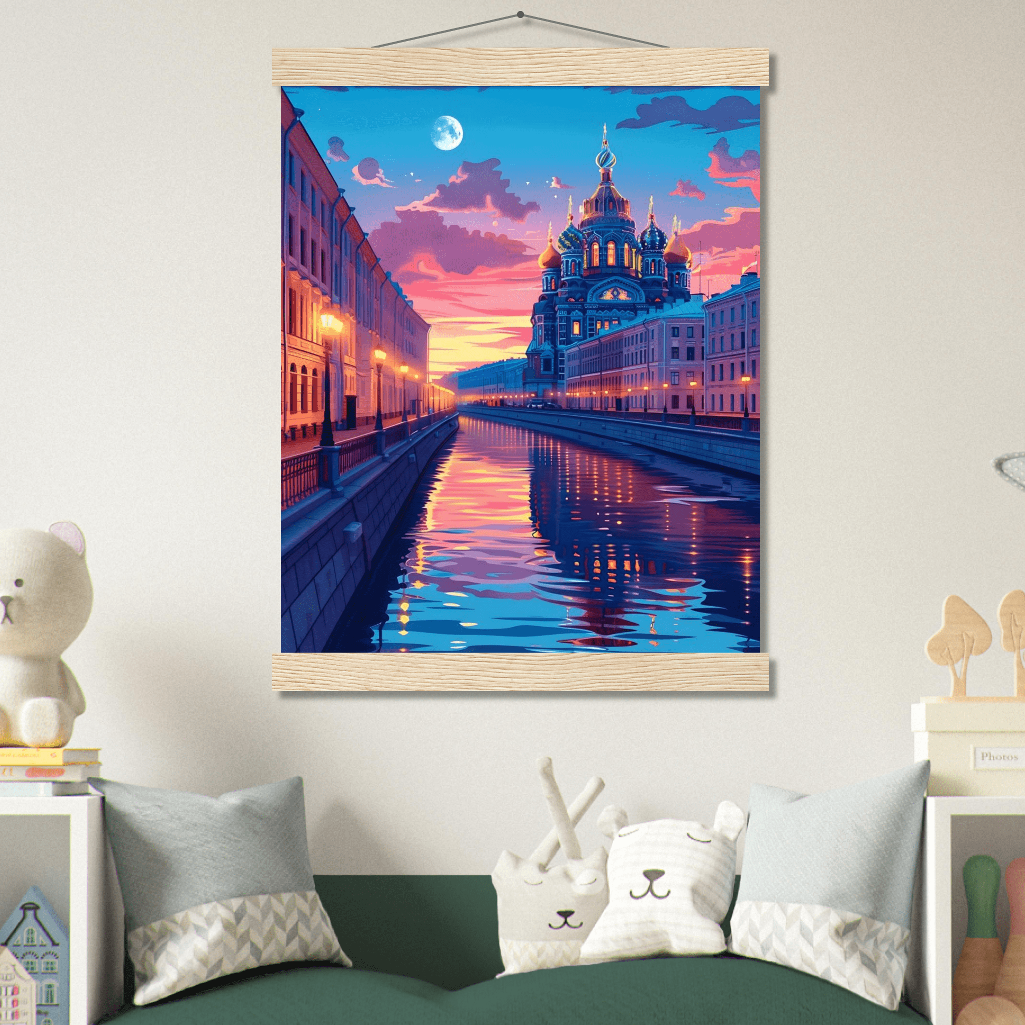 Póster Decorativo con Colgador de Madera – Paisaje Urbano - Imagen 9
