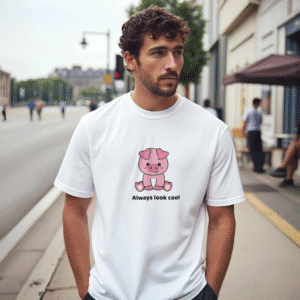 Camiseta unisex Always Look Cool con diseño de cerdito