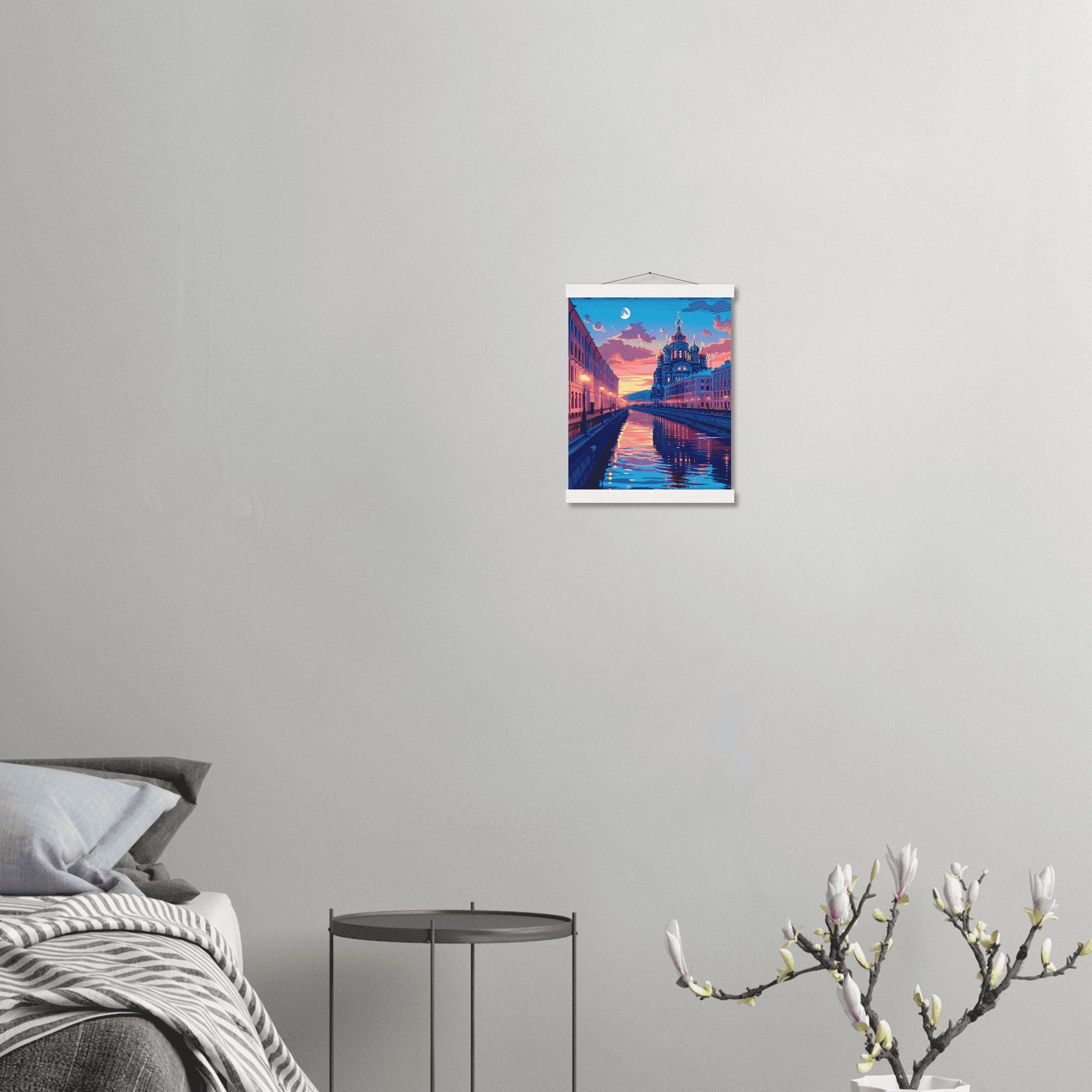 Póster Decorativo con Colgador de Madera – Paisaje Urbano - Imagen 5