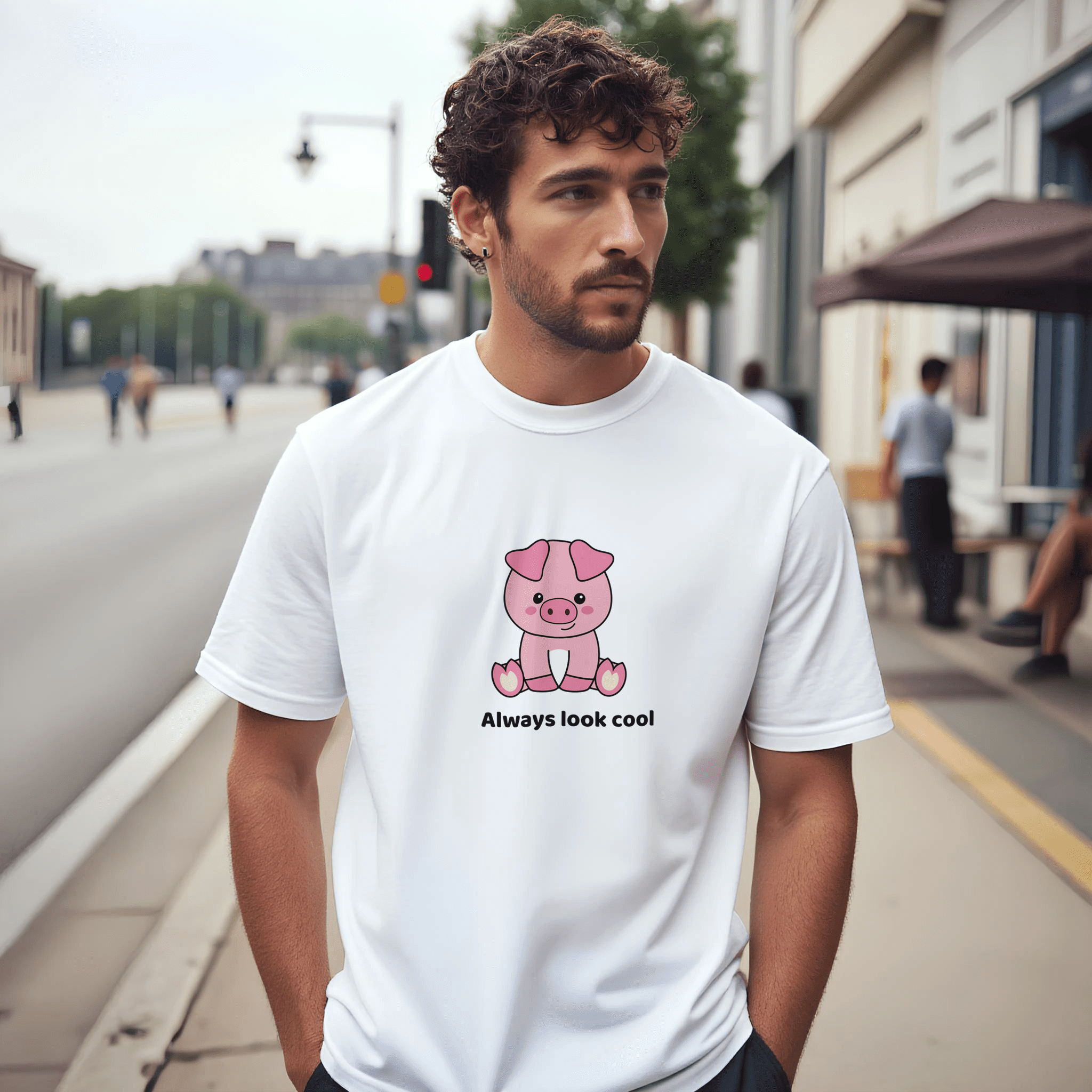 Camiseta unisex Always Look Cool con diseño de cerdito - Imagen 11