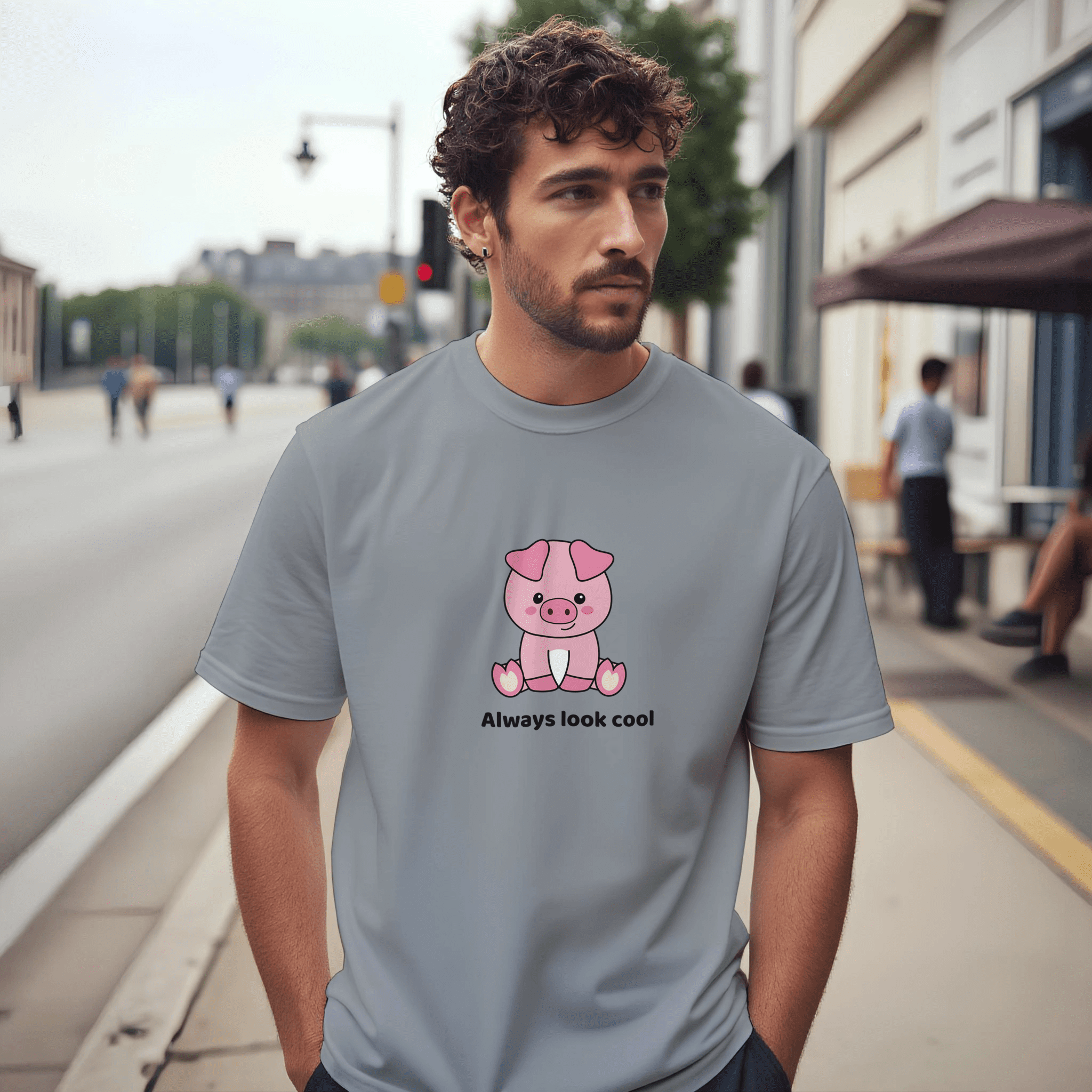 Camiseta unisex Always Look Cool con diseño de cerdito - Imagen 9