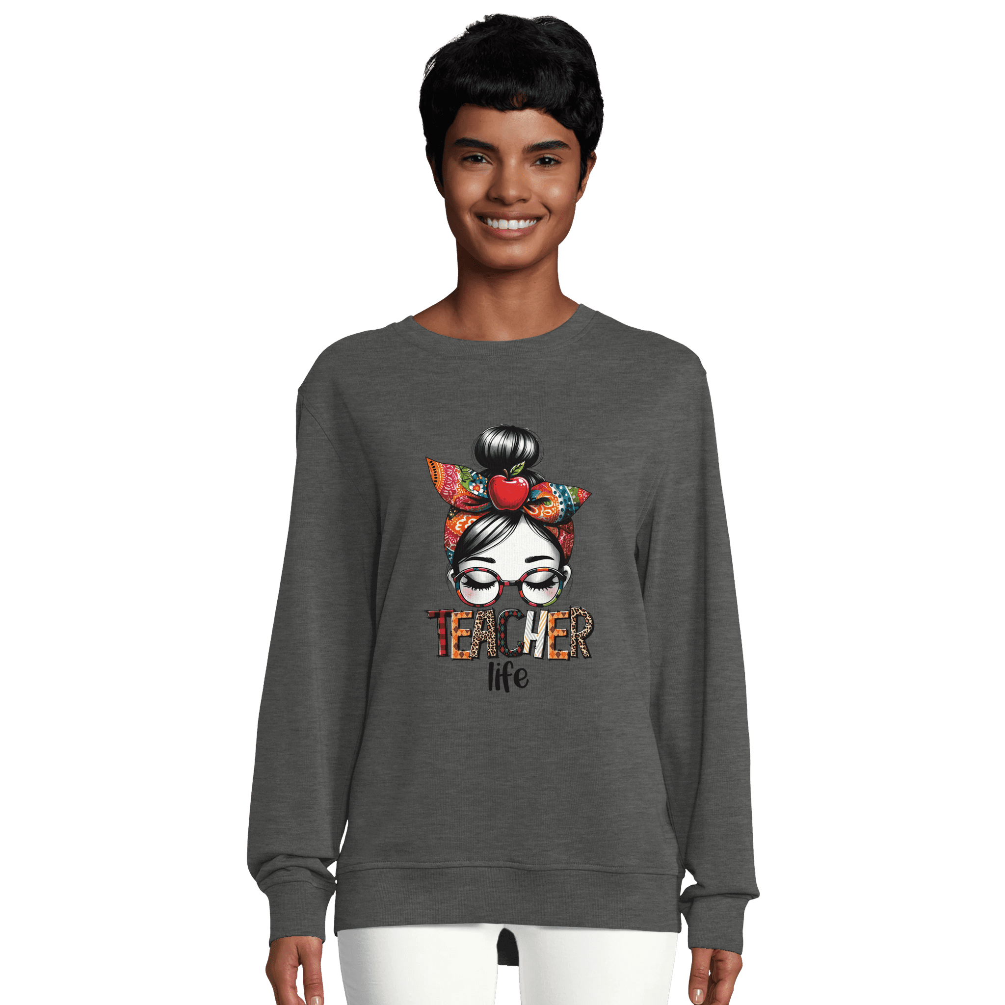 Sudadera mujer ecológica “Teacher Life” cuello redondo - Imagen 4
