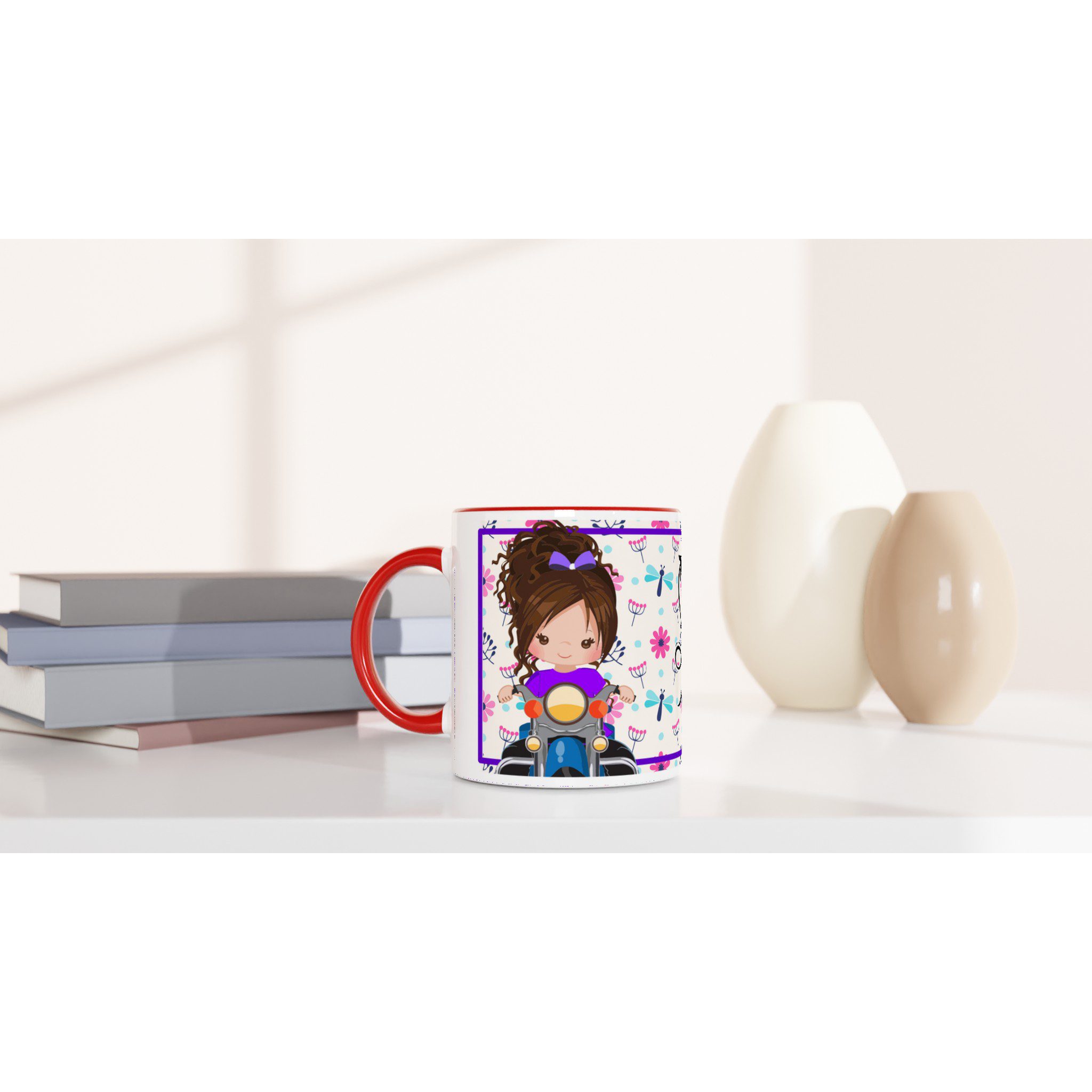 Taza de cerámica 325 ml con diseño motera y frase inspiradora - Imagen 4