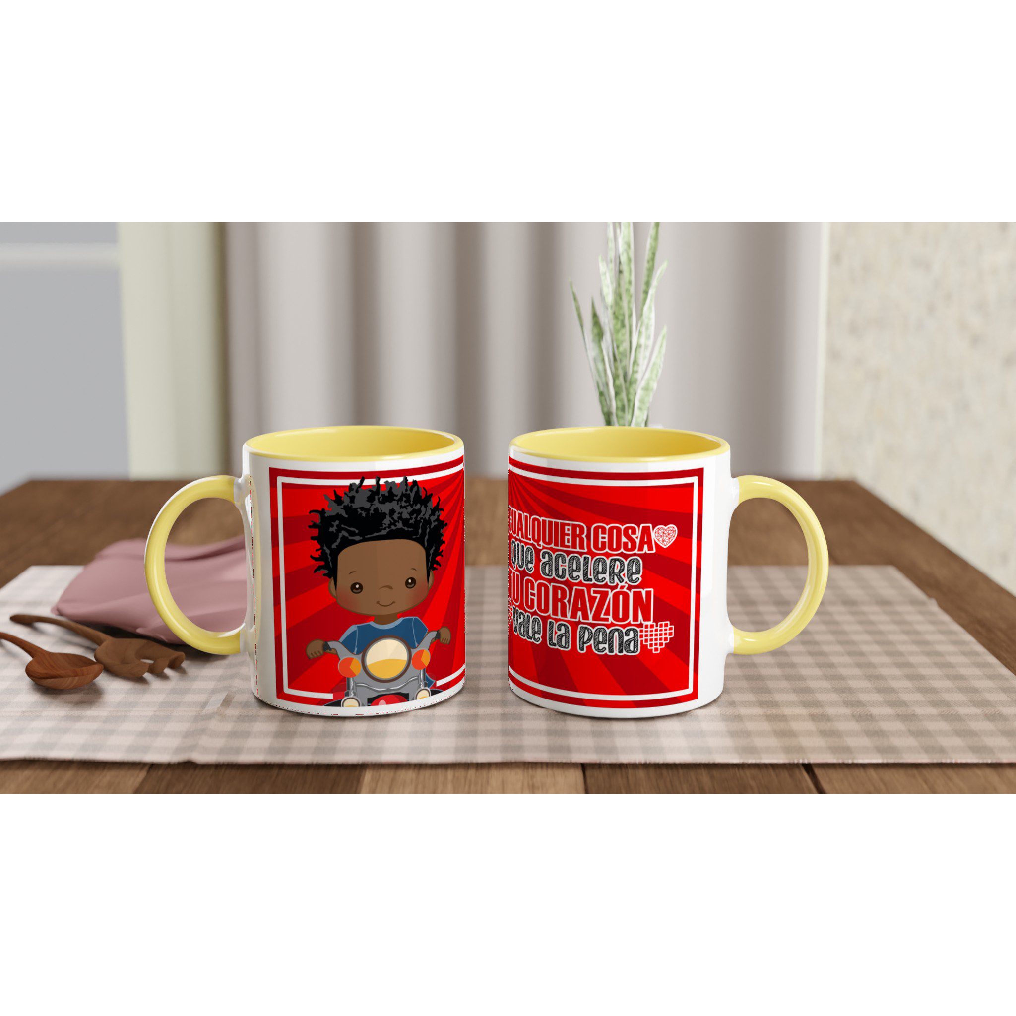 Taza de cerámica 325 ml con diseño motero y frase inspiradora