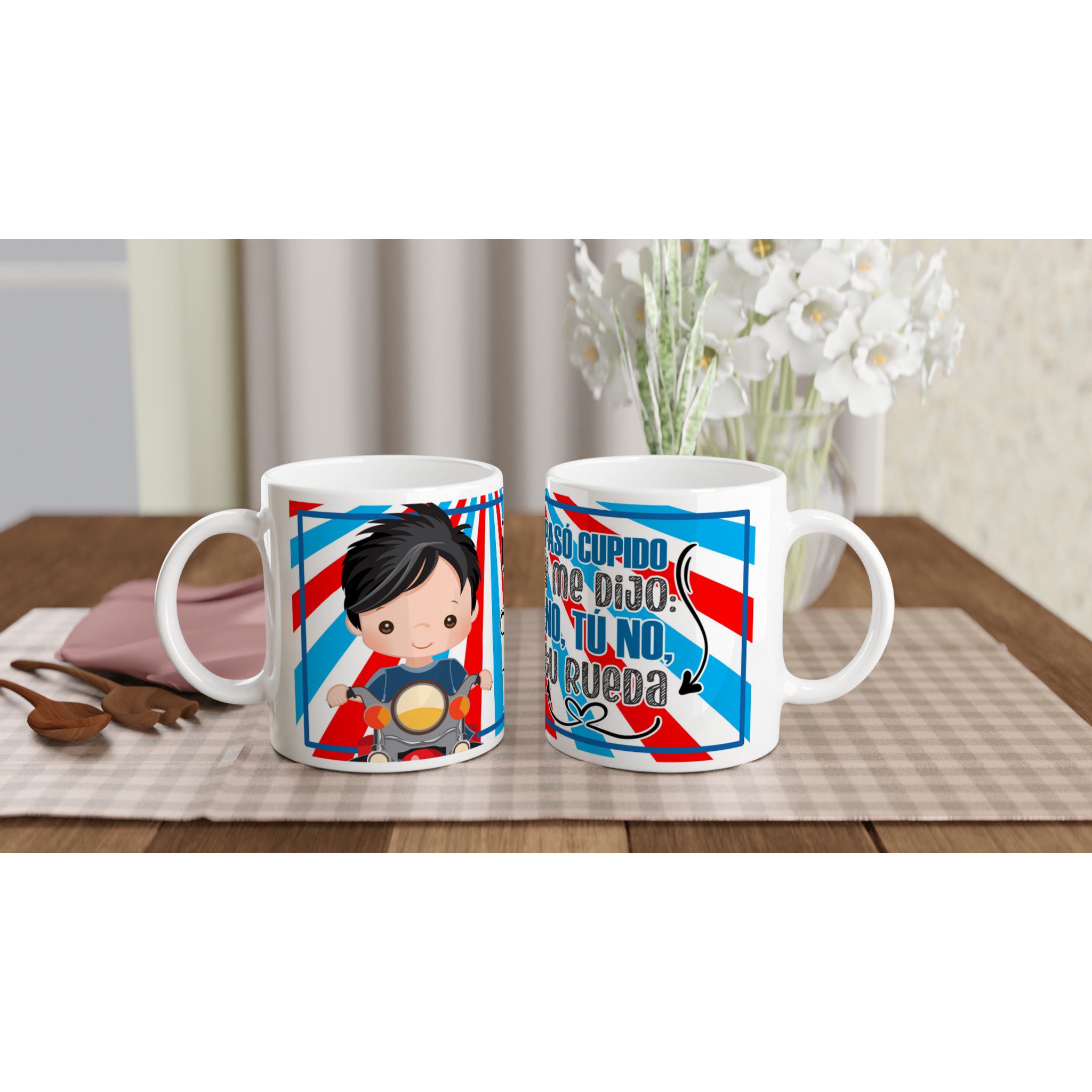 Taza de cerámica 325 ml con diseño motero y frase divertida