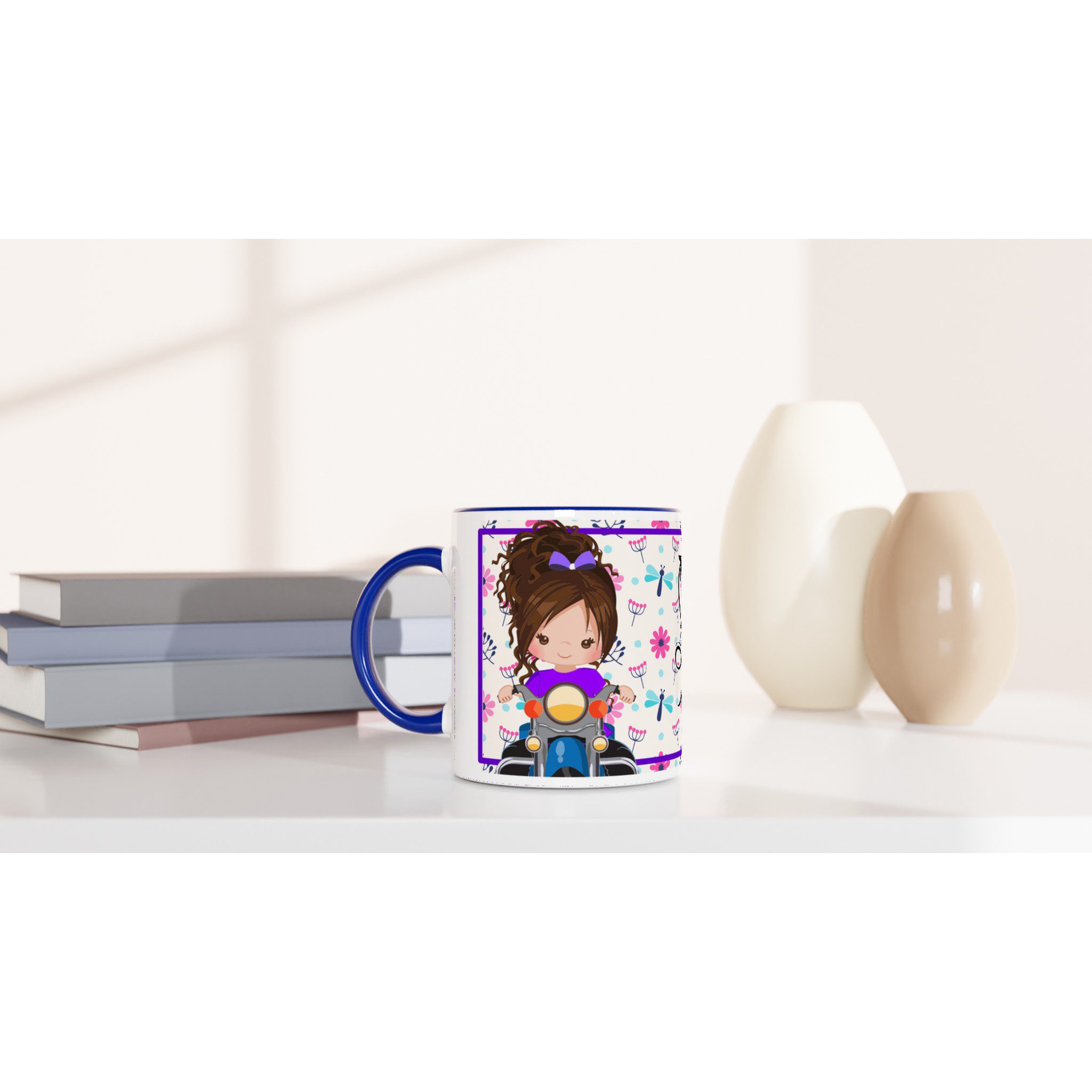 Taza de cerámica 325 ml con diseño motera y frase inspiradora - Imagen 6