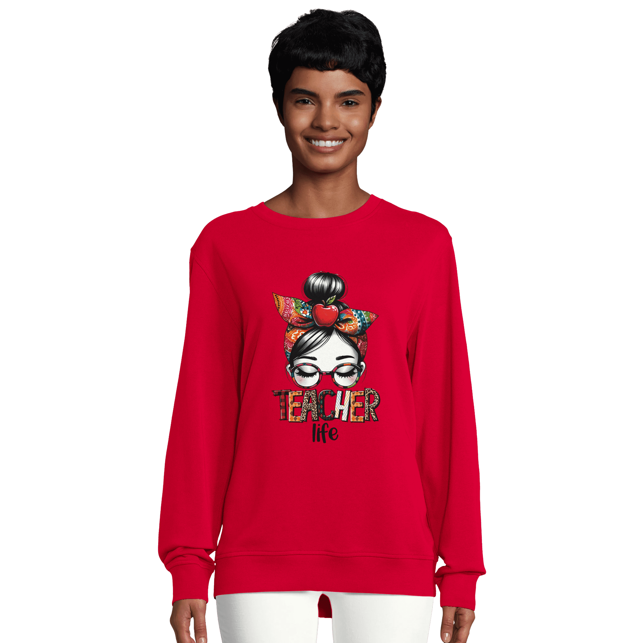 Sudadera mujer ecológica “Teacher Life” cuello redondo - Imagen 8