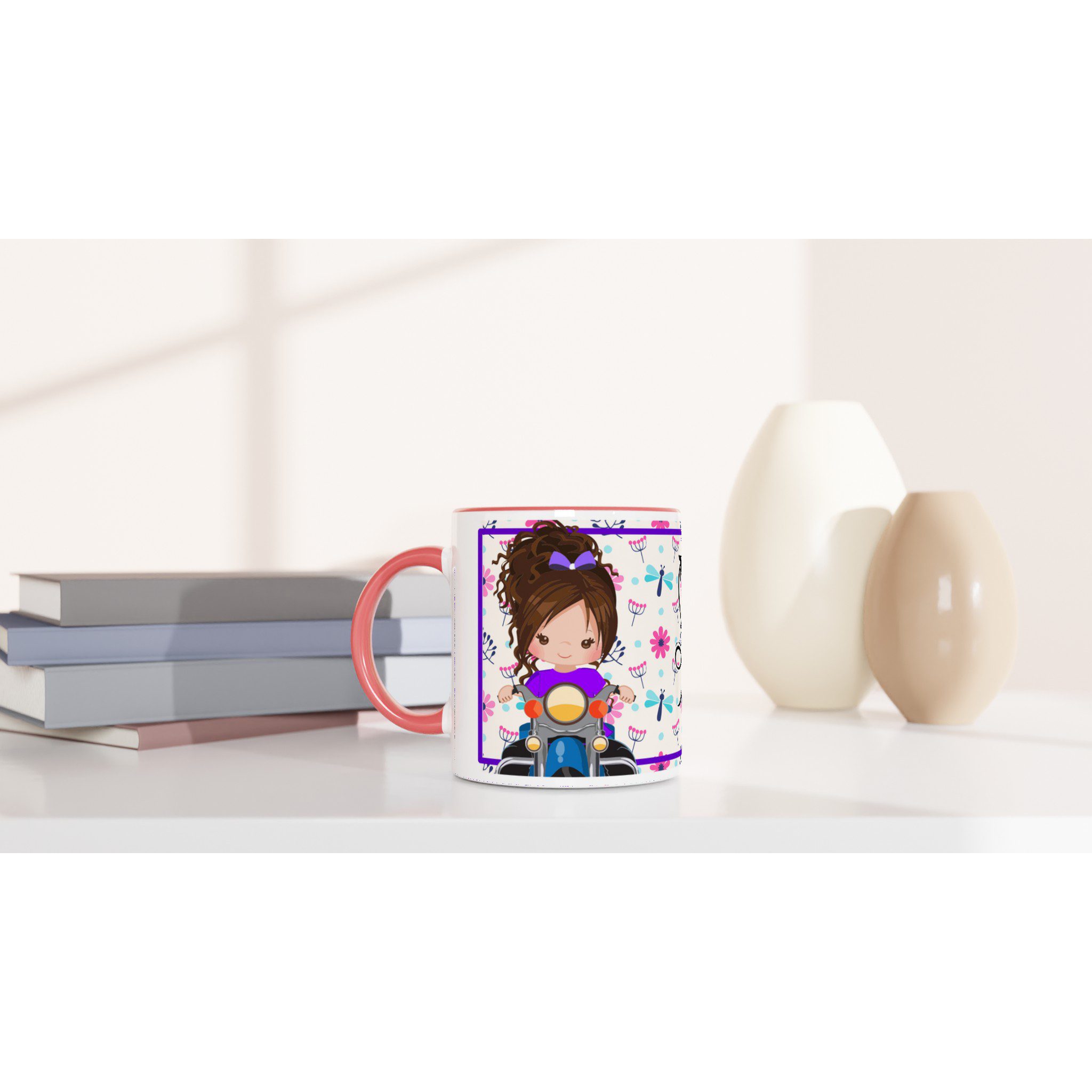 Taza de cerámica 325 ml con diseño motera y frase inspiradora - Imagen 7