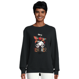 Sudadera mujer ecológica “Teacher Life” cuello redondo