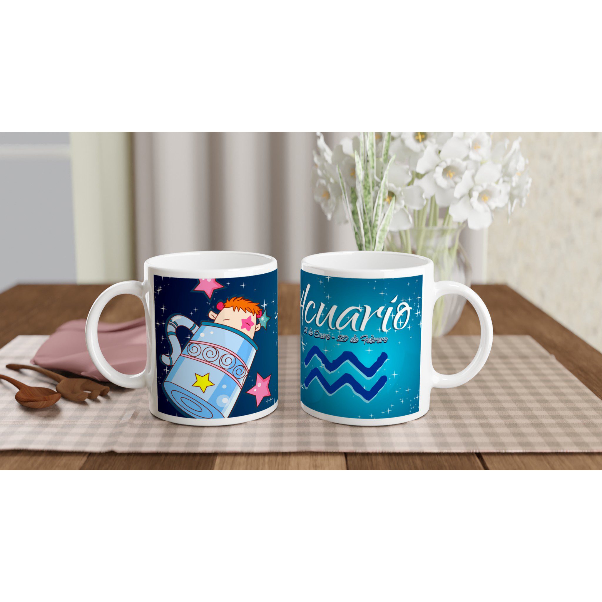 Taza cerámica 325 ml “Acuario” | Apta microondas y lavavajillas
