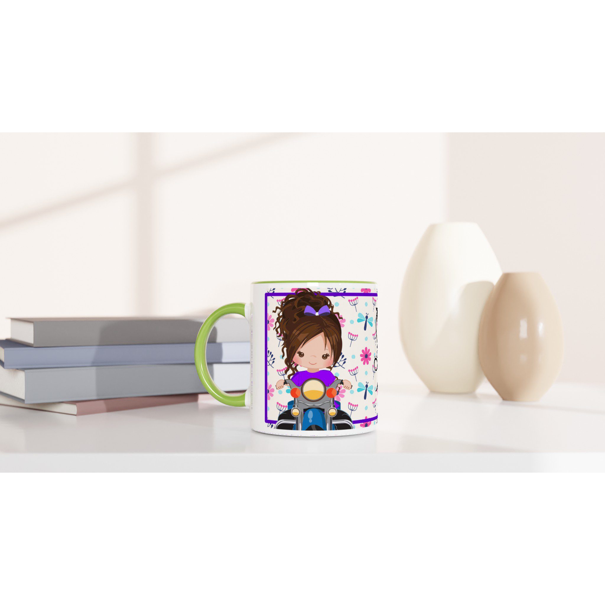 Taza de cerámica 325 ml con diseño motera y frase inspiradora - Imagen 5