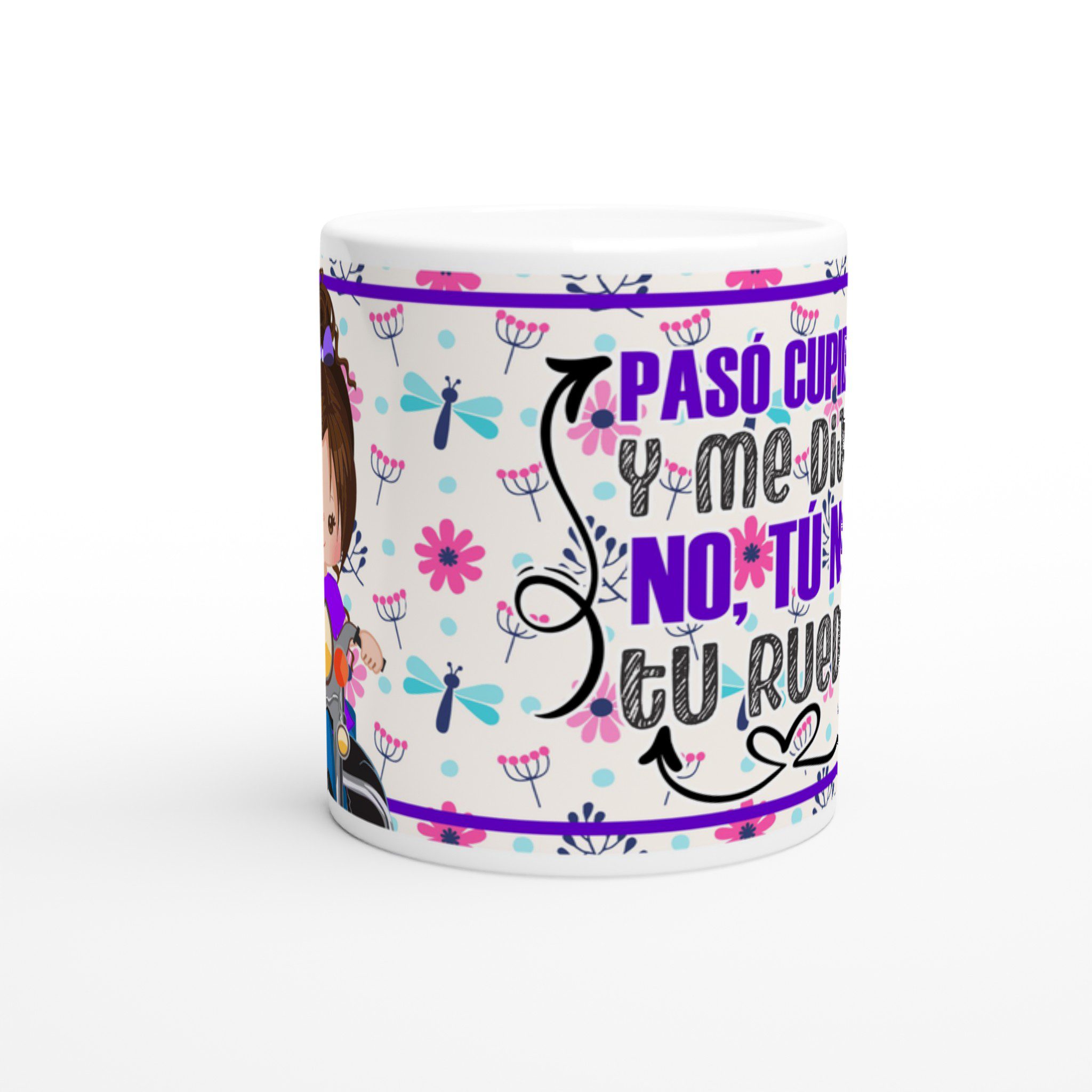 Taza de cerámica 325 ml con diseño motera y frase inspiradora - Imagen 8