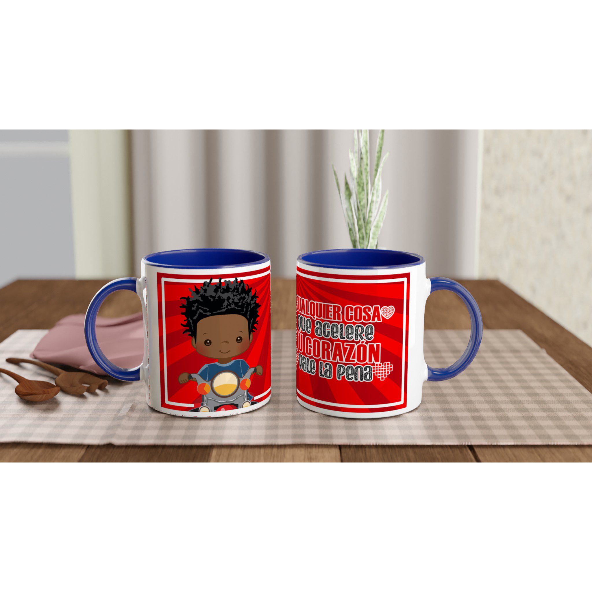 Taza de cerámica 325 ml con diseño motero y frase inspiradora - Imagen 3
