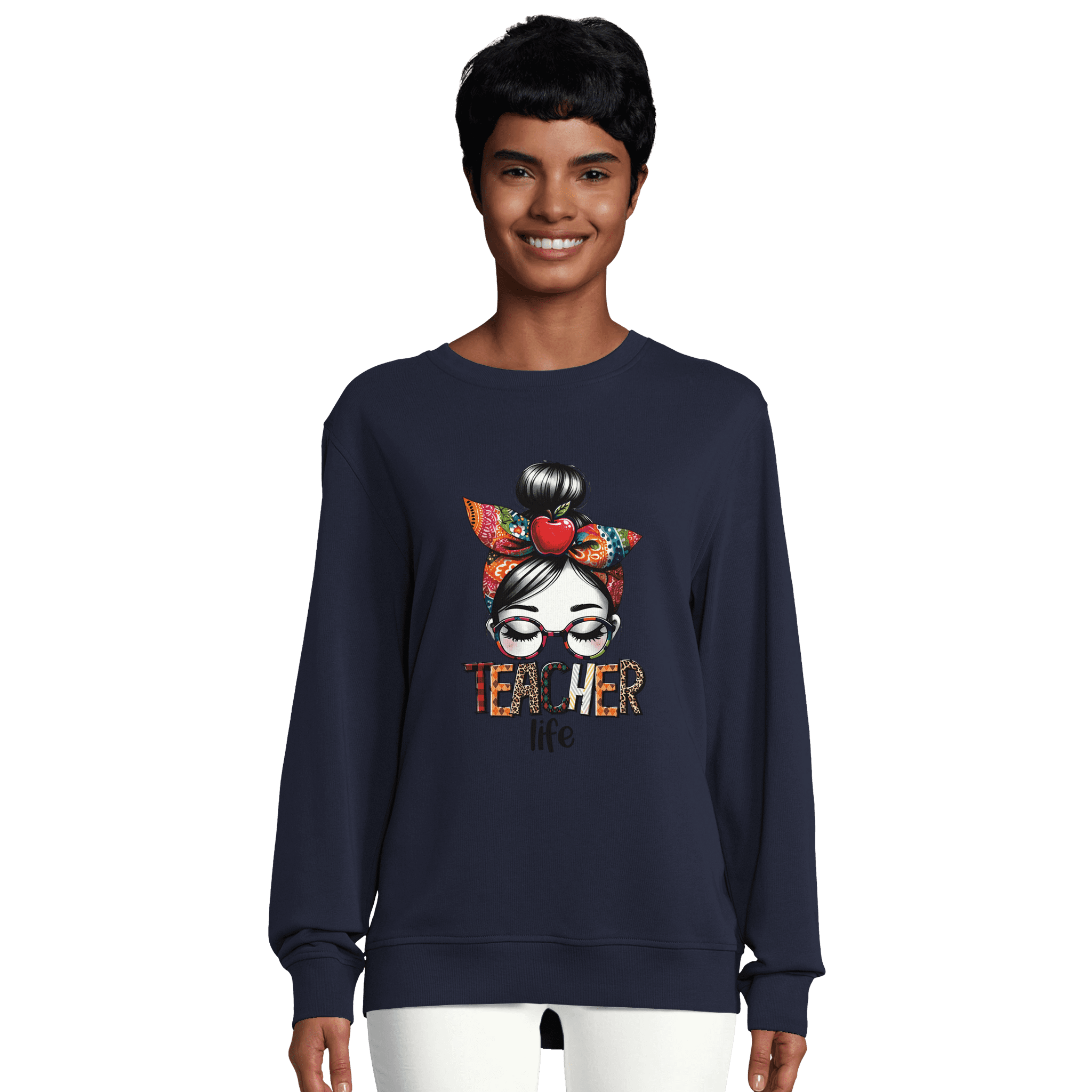 Sudadera mujer ecológica “Teacher Life” cuello redondo - Imagen 10