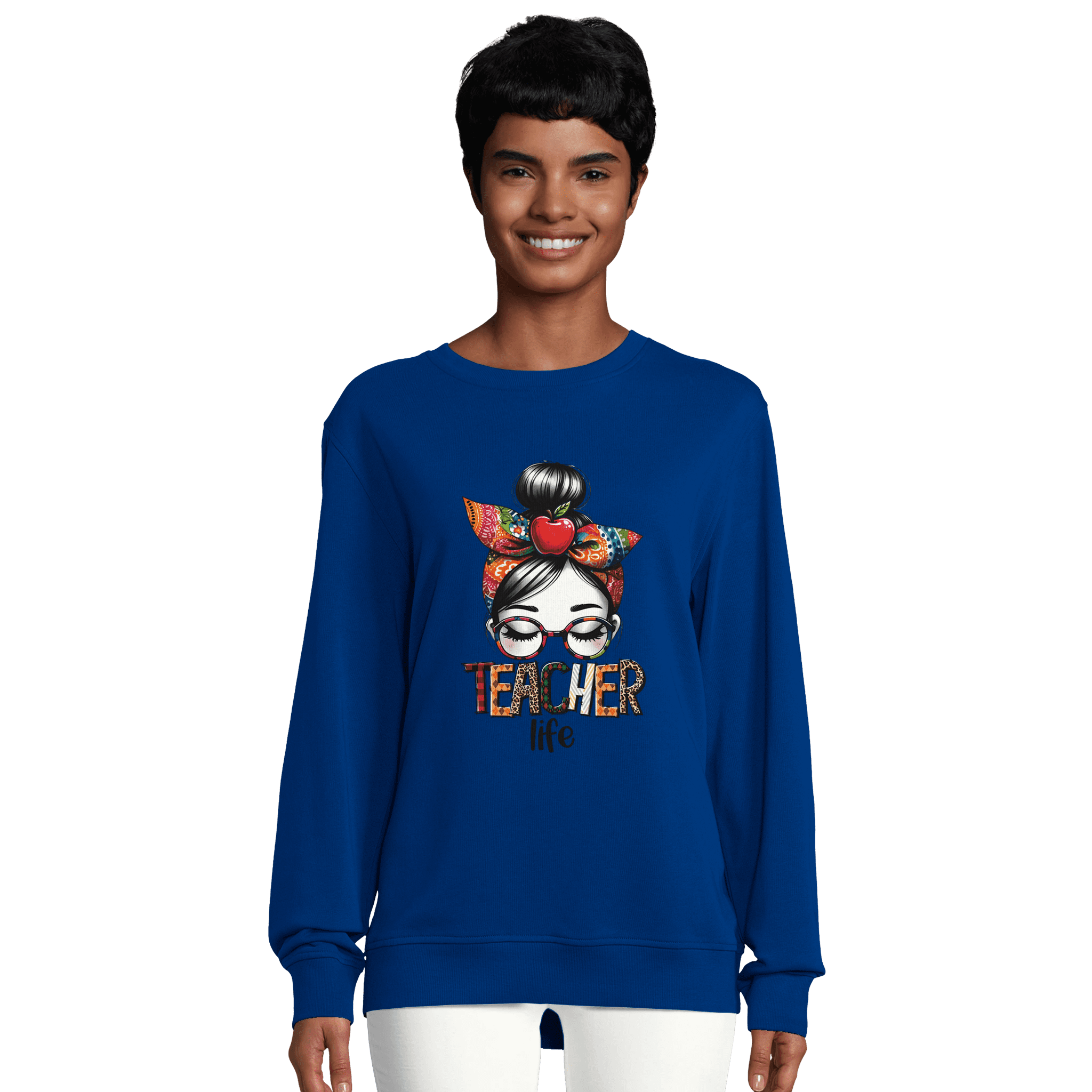 Sudadera mujer ecológica “Teacher Life” cuello redondo