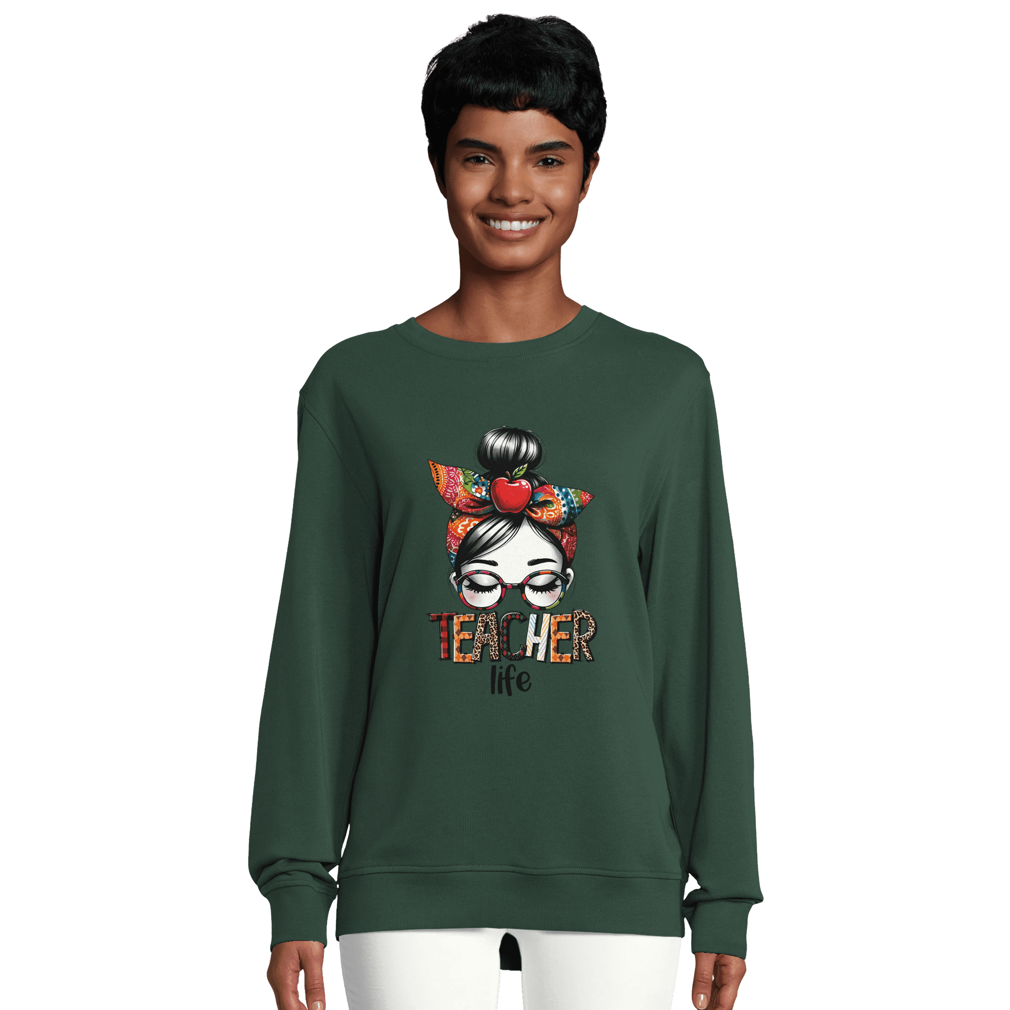 Sudadera mujer ecológica “Teacher Life” cuello redondo - Imagen 9