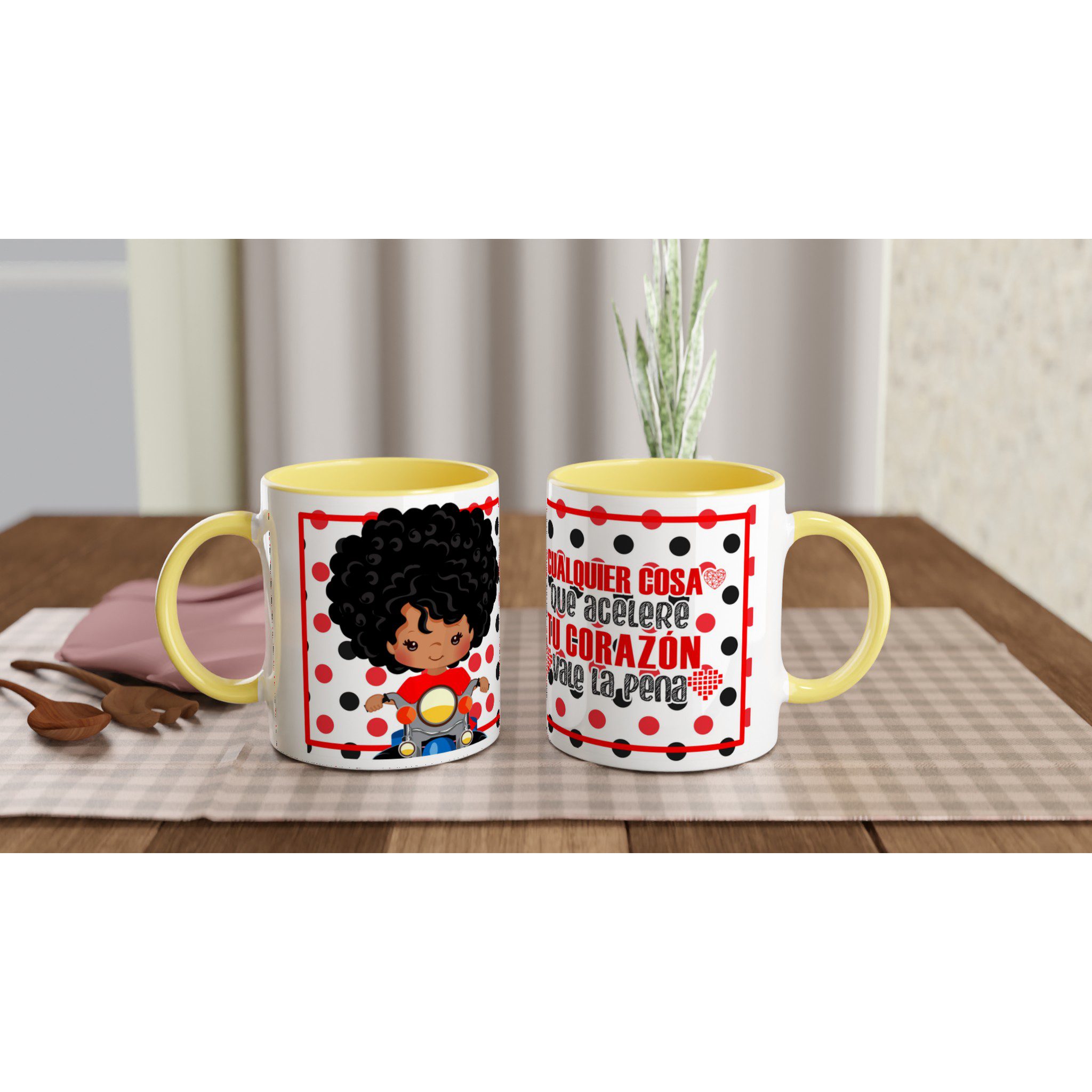 Taza de cerámica 325 ml con diseño motero y frase inspiradora