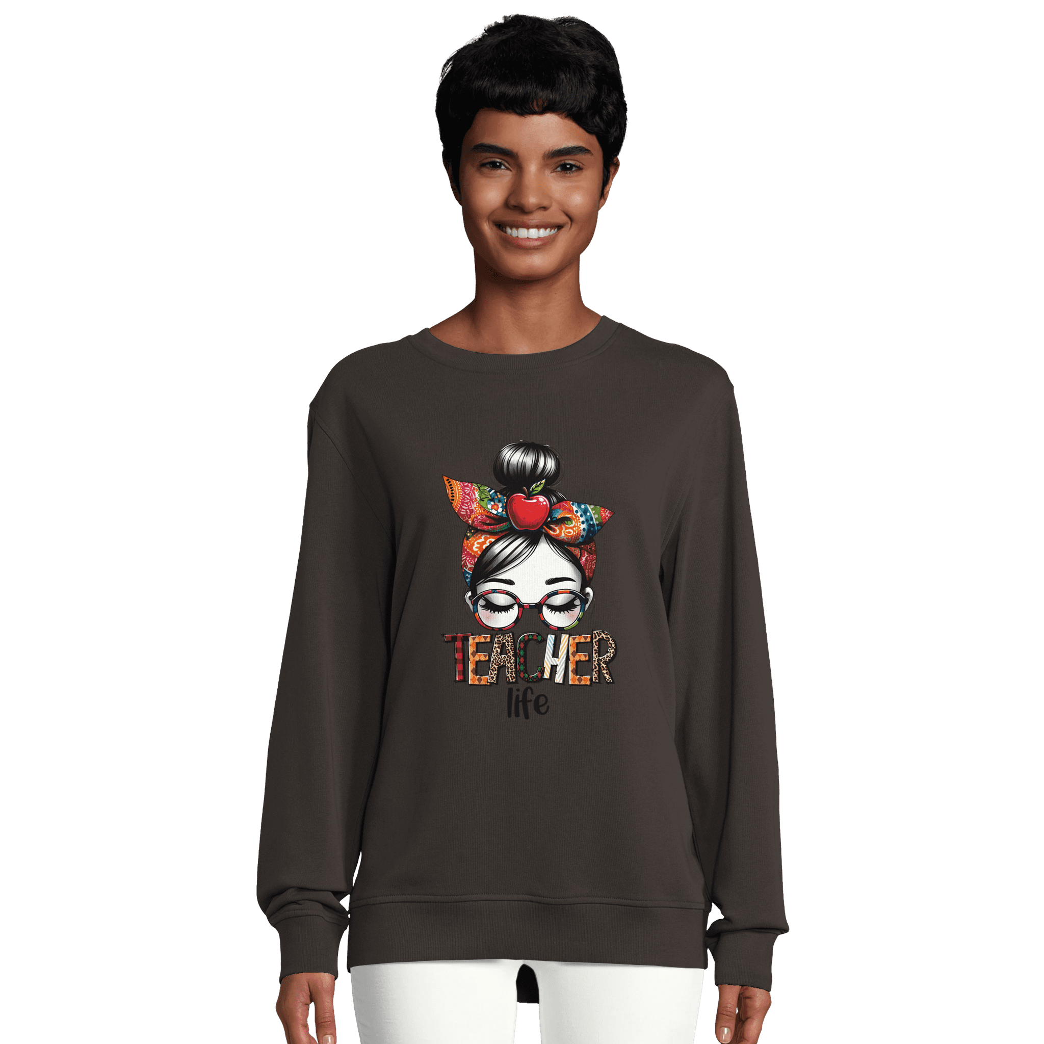 Sudadera mujer ecológica “Teacher Life” cuello redondo - Imagen 7