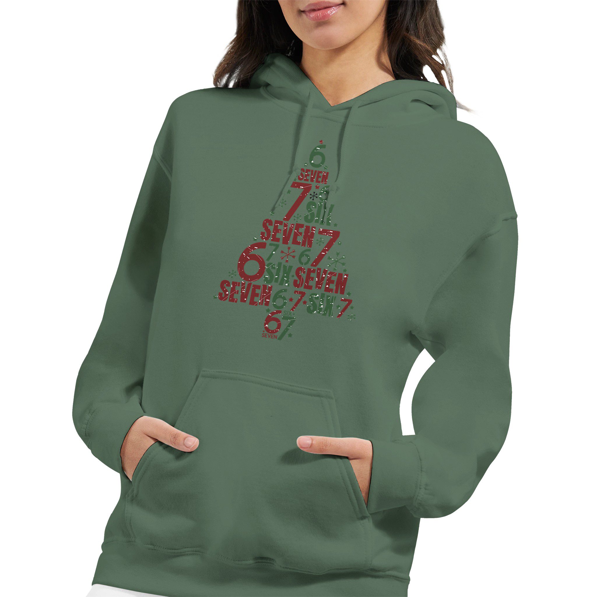 Sudadera unisex con capucha diseño navideño árbol de números | Gildan® 18500 - Imagen 2