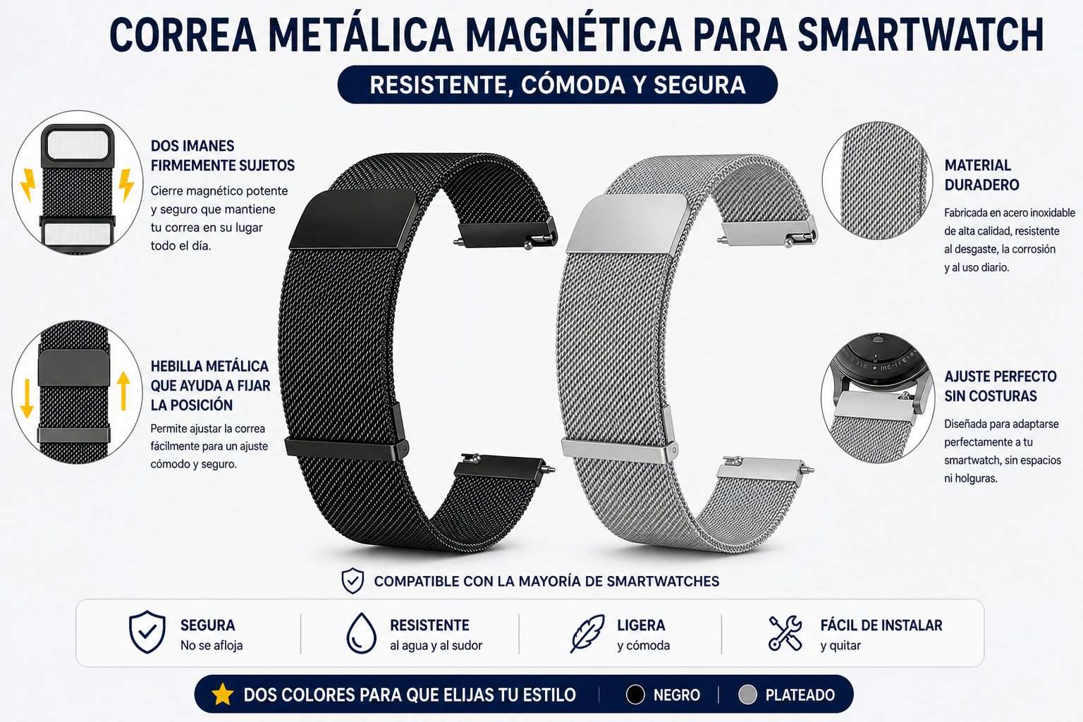 Pack de Correas smartwatch PRO metálica