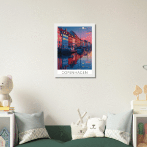 Póster Decorativo con Colgador de Madera – Paisaje Urbano