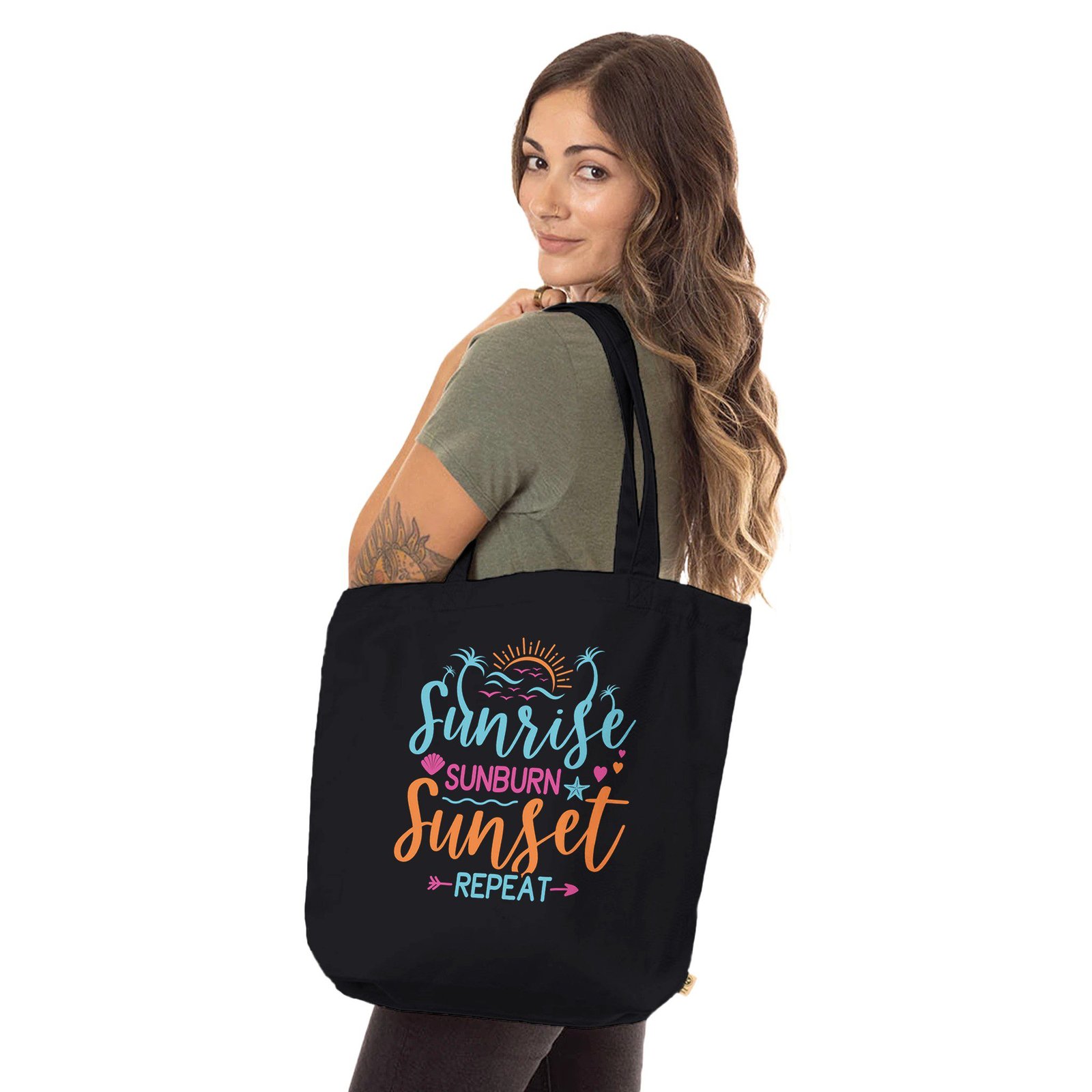 Bolsa de tela ecológica con diseño veraniego “Sunrise Sunset” - Imagen 4