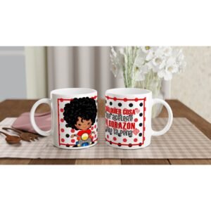 Taza de cerámica 325 ml con diseño motero y lunares