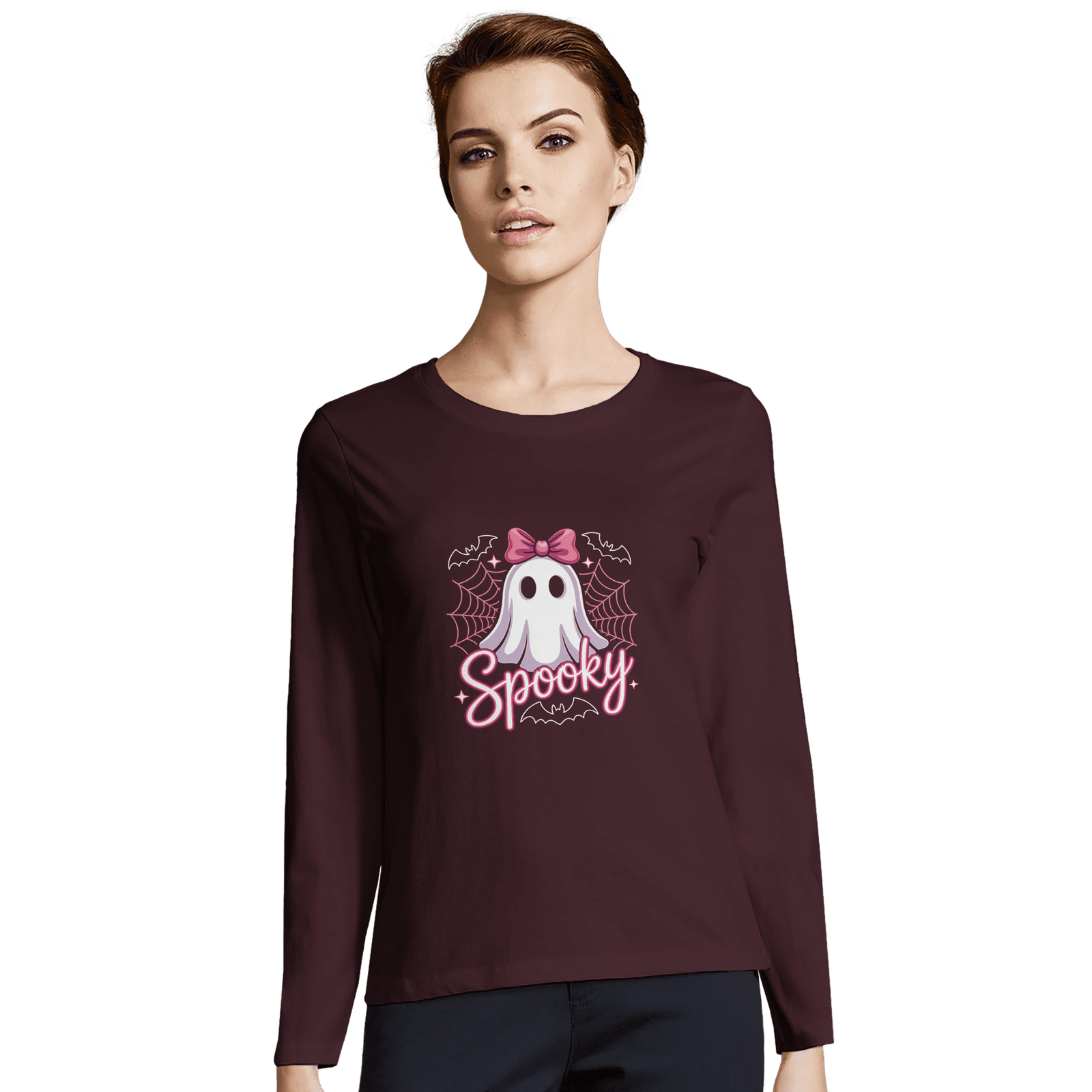 Camiseta de manga larga entallada para mujer de algodón - Imagen 2