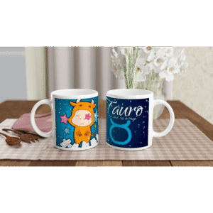 Taza cerámica 325 ml “Tauro” | Apta microondas y lavavajillas
